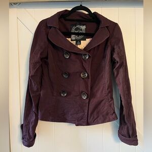 Nick & Mo Dark Plum Peacoat Button Up Jacket -Small